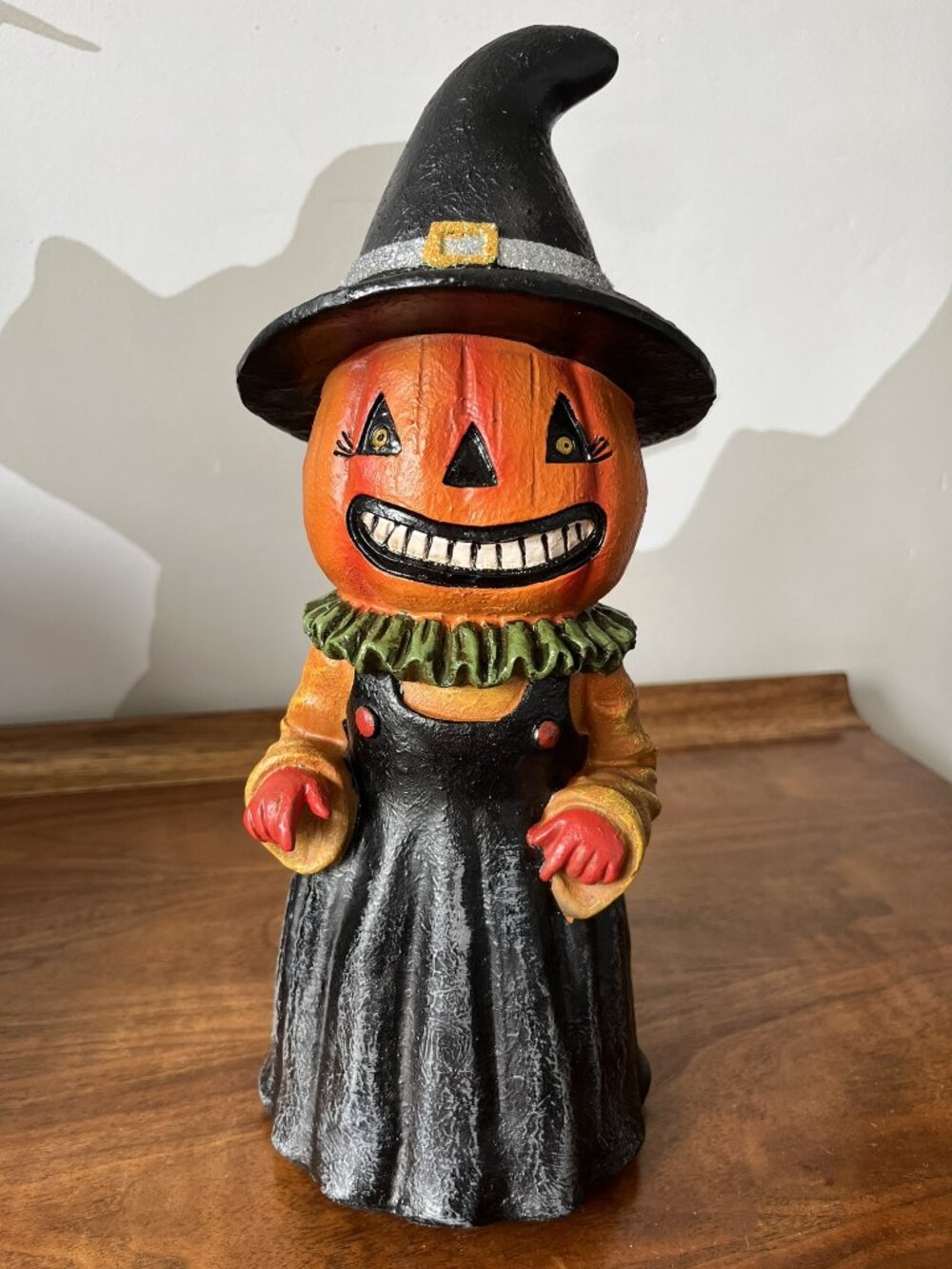 Vintage Style Pumpkin Head Witch Resin Figurine Halloween Decor 12" Walmart